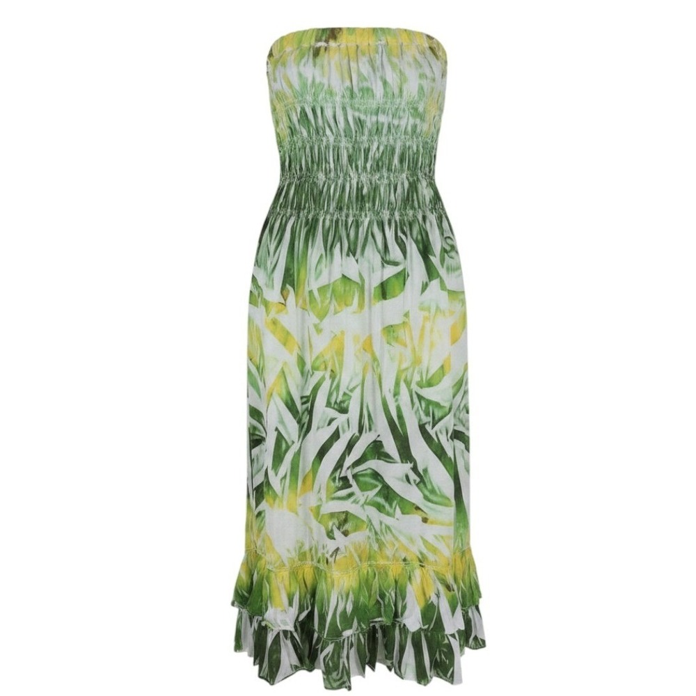 Haband Tropical Palm Leaf Convertible Tube Dress Maxi Skirt One Size OS